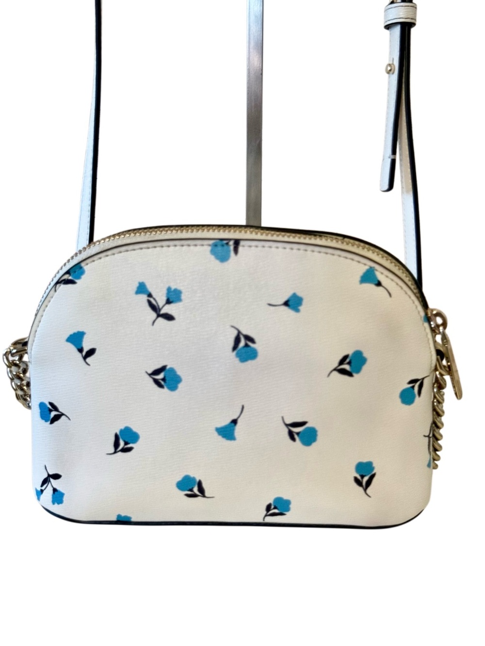Kate Spade Spencer Dainty Bloom Small Dome Bag Chain Crossbody White Blue Floral - Picture 6 of 17